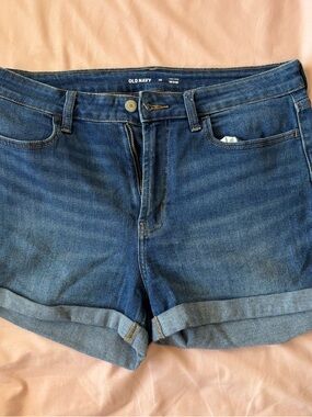Old Navy Women's Dark Blue Denim Roll-Cuff Shorts